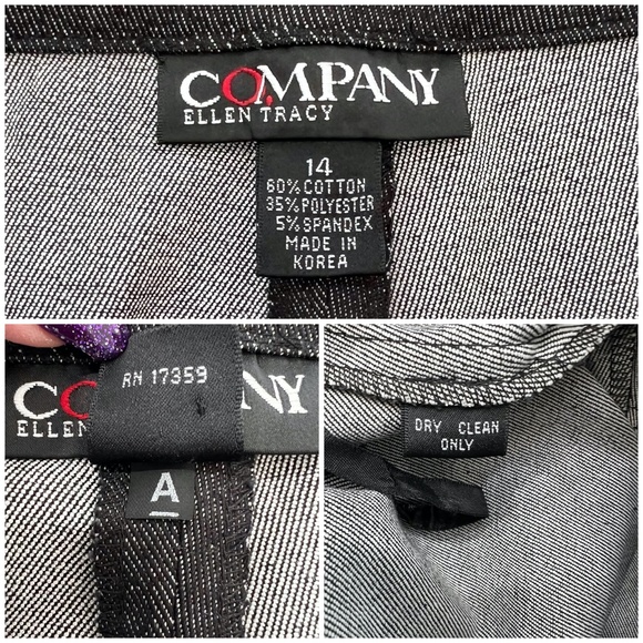 ELLEN TRACY COMPANY BLACK DENIM HIGH RISE WIDE LEG STRETCHY DENIM TROUSERS - Picture 16 of 16